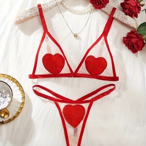 Red Heart Lingerie Set
